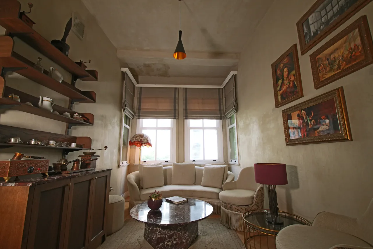 Majores Studio seating area and artwork
